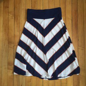 Old Navy White & Navy-Blue Stripe Skirt